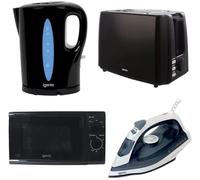 IGENIX IGPK35 Solo Microwave, Jug Kettle, 2-Slice Toaster & Iron Bundle - Black, Black
