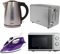 IGENIX IGPK39 Solo Microwave, Jug Kettle, 2-Slice Toaster & Iron Bundle - Silver, Silver/Grey