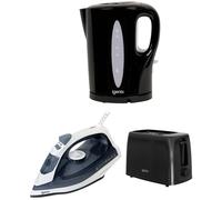 IGENIX IGPK47 2-Slice Toaster, Kettle & Iron Bundle - Black, Black