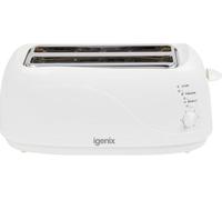 Igenix 4 Slice Long Slot Toaster, IGT0420W, White