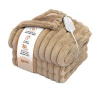 Igenix Faux Fur Heated Throw, Electric Heated Luxury Soft Fleece Over Blanket 160cm x 130cm - For Sofa or Bed, 9-Hour Timer, Overheat Protection, Machine Washable, Detachable Controller, Latte