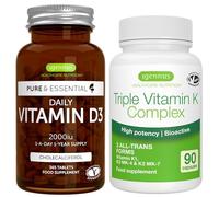 Igennus Daily Vitamin D3 + High Strength Triple Vitamin K Complex, 2000iu Cholecalciferol + 2700mcg Advanced Bioactive Vitamin K1 & K2 (MK-4 & MK-7)