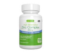 Igennus Clean Chelated Zinc Picolinate & Bisglycinate Complex 25mg with Copper, 6 Month Supply 180 Tablets, High Absorption & Lab Verified, Non-GMO, Supplement for Men & Women, Immune Support & Skin