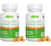 Igennus Longvida Optimised Curcumin 500mg, High Dose & 285x Increased Bioavailability, Rapid Absorption with Sustained Action, Vegan, 30 Capsules (Pack of 2)