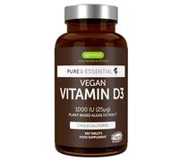 Igennus Pure & Essential, Vegan Vitamin D3, 1-Year Supply, 1000 iu, Natural Plant-Based Algae, Small Tablets for Kids & Adults