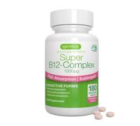 Igennus Super Vitamin B12-Complex 1000mcg Sublingual, Methylcobalamin Methylated, 180 Servings, Clean Label & Vegan, 3 High Absorption Forms, Sugar-Free Melts, 1-a-Day