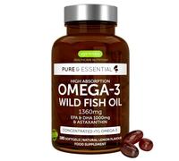 Igennus Ultra Pure Omega-3 Wild Fish Oil & Astaxanthin, IFOS Certified | Highest Grade rTG Triglyceride Form, 1000mg EPA & DHA Fatty Acids, 180 Softgels, Tested Safe for Mercury, PCBs and Dioxins