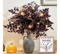 IGERI 6 Pack Plum Faux Fall cimicifuga Stems for vases Floral Decor Ramosa Leaves Branches Foliage stem with Branch Lights (24 Inch)