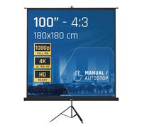 iggual Projection Screen 100 Inches Manual Roll-Up with Tripod - Square, 180° Angle View, Compatible 4K and Any Projector, Adjustable Height (Carry Bag and Tripod Included) 180 x 180 cm