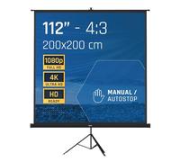 iggual Projection Screen 111" Manual Roll-Up with Tripod - Square, 180° Angle View, Compatible 4K and Any Projector, Adjustable Height (Carry Bag and Tripod Included) 200 x 200 cm