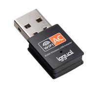 iggual USB WiFi 5 Adapter for PC Speed 600Mbps USB-A Stick 2.0 Dual Band Antenna 5GHz 2.4GHz Wireless Dongle Spike for PC WPA, Compatible with Windows, macOS, Linux LED Indicator