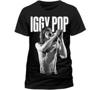 IGGY POP Men's Mic Stance Short Sleeve T-Shirt, Black, X-Large