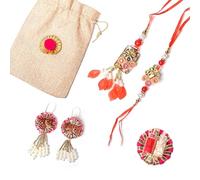 IGH 2 Rakhi for Brother & Bhabhi Couple Lumba for Bhai, Sister in Law, Bro Rakhi Threads on Rakshabandhan Designer Rakhee Bracelet, Pack of 2, no gemstone