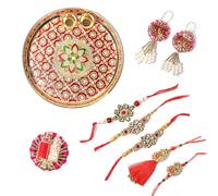 IGH 2 Rakhi for Brother & Bhabhi Couple Lumba for Bhai, Sister in Law, Bro Rakhi Threads on Rakshabandhan Designer Rakhee Bracelet, Pack Of of, no gemstone