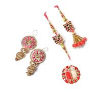 IGH 2 Rakhi for Brother & Bhabhi Couple Lumba for Bhai, Sister in Law, Bro Rakhi Threads on Rakshabandhan Designer Rakhee Bracelet, Pack of 2, no gemstone
