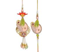 IGH Designer Couple Lumba Rakhi for Bhai & Bhabhi - Micky Mouse Cartoon Rakhi with Greeting Card | Traditional & Stylish Raksha Bandhan Wristbands, Pack of 2, no gemstone