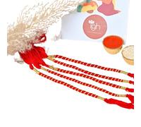 IGH Set of 5 Rakhi for Brother, Bhai, Bhabhi, Bhaiya, Bro, Sister, Bhatija Rakhi Threads on Rakshabandhan Designer Rakhee Bracelet - Red (5 Thread Rakhi, Greeting Card)