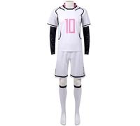 IGHSNZUH Anime Blue Lock Cosplay Football Outfit Itoshi SAE Jersey Football Sport Training Suits Sportswear Shorts Kits and Socks for Halloween Dress Up Costume Full Sets(Sae Itoshi Jersey,M)