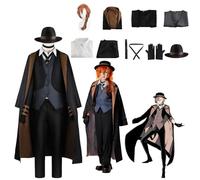 IGHSNZUH Anime Bungo Stray Dogs Cosplay Costume Character Nakahara Chuuya Fancy Dress Up With Wig Women Uniform Outfits Full Set Halloween Carnival Party((XXL))