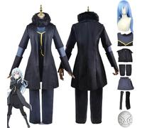 IGHSNZUH Anime That Time I Got Reincarnated As A Slime Rimuru Tempest Cosplay Costume Outfit Black Uniform Full Set Ladies Girls Halloween Dress Up Suit With Mask Wig(XL)