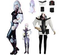 IGHSNZUH CosDance Anime Cyberpunk Edgerunner Lucy Cosplay Costume with Wig Game Character Jumpsuits Outfit Halloween Dress Up Uniform Suit for Women Carnival Party Full Set Gifts(M)