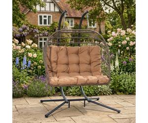 Ightham - Double Egg Chair In Brown On Brown