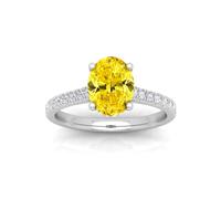 IGI Certified 1.50 Ct Fancy Yellow Oval Cut Hidden Halo Engagement Ring In Heavy White Gold, Women's Engagement ring Size P