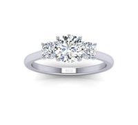 IGI Certified 2.00Ct E/VS Lab Grown Round Diamond Trilogy Engagement Ring In Solid Platinum Size-R