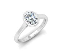 IGI Certified F/VS 2.00Ct Lab Grown Oval Diamond Bezel Set Solitaire Engagement Ring in Platinum Size O