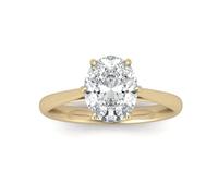 IGI Certified F/VS 2.00Ct Lab Grown Oval Diamond Cathedral Solitaire Engagement Ring in 18k Yellow Gold Size M