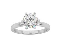 IGI Certified F/VS 2.00Ct Lab Grown Round Diamond 6 Claw Solitaire Engagement Ring in Platinum Size N