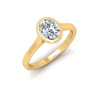 IGI Certified F/VS 5.00Ct Lab Grown Oval Diamond Bezel Set Solitaire Engagement Ring in 18k Yellow Gold Size R