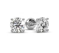 IGI Certified Lab Grown 2.00 Carat F/VS Round Diamond Push Back Stud Earring In 18K White Gold