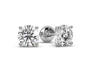 IGI Certified Lab Grown 2.00 Carat F/VS Round Diamond Push Back Stud Earring In 18K Yellow Gold