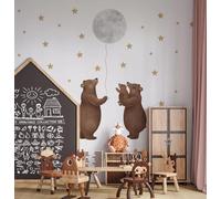 igibee Wall Sticker Baby Room Wall Sticker for Children's Room Bear with Moon Balloon and Stars Wall Decoration Baby Room for Boys and Girls Self-Adhesive Wall Sticker Baby Room Decoration