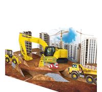 iGifts And Cards 3D Excavator Pop Up Card with Notecard - Yellow Construction Machinery Surprise - Congratulations Retirement Birthday Gift for Him Son Grandson - 6 x 8 Inch