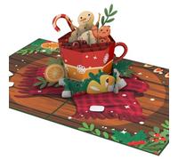iGifts And Cards 3D Hot Cocoa & Gingerbread Christmas Pop Up Card - Festive Holiday Treats with Candy Canes, Cookies, Whipped Cream, and Snowflakes - Cozy Winter Greeting - 5” x 7” with Notecard