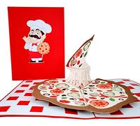 iGifts And Cards 3D Pop Up Gourmet Pizza Card - Cheesy Slice with Cute Chef for Pizza Lovers, Funny Birthday, Thank You, Retirement or Father’s Day Card for Dad, Friend, or Cook - 6" x 8"