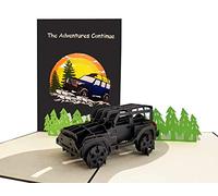 iGifts And Cards Adventure Awaits Jeep 3D Pop Up Greeting Card - Happy Birthday, Congratulations, Fathers Day Gift, Retirement, Exciting, Cool Journey, Cheerful, Happiness, Fun, Mountain, New Journey