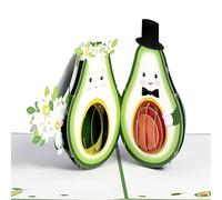 iGifts And Cards Avocado Couple Love 3D Pop-Up Card - Suitable for Weddings, Anniversaries, Valentine's Day, Engagements - Unique Love Celebration, Vow Renewal, Romantic Greeting, 6"x8" with Envelope