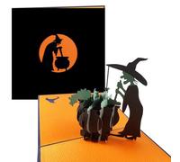 iGifts And Cards Evil Witch’s Brew 3D Pop Up Card - Halloween Cauldron Scene - 6" x 6" Spooky Greeting Gift for Trick-or-Treaters, Parties, and October Birthdays, Kids' Creepy Surprise
