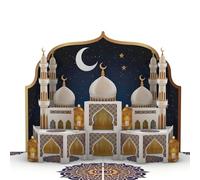 iGifts And Cards Golden Crescent Ramadan 3D Pop Up Card, 6" x 8", with Matching Note Card and Envelope, Celebrate Ramadan Kareem, Eid al-Fitr and Islamic Holidays with
