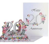 iGifts And Cards Happy 20th Milestone Anniversary 3D Pop Up Greeting Card - Perfect Couple, Elegant Wedding, Marriage, Romantic, Being Together, Platinum Congratulations, Lovebirds