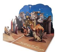iGifts And Cards O Holy Night Nativity Pop-Up Christmas Card - 3D Holy Family with Three Wise Men - Includes Notecard - 6" x 8" Unique Religious Keepsake for Xmas, Epiphany, Three Kings Day