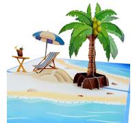 iGifts And Cards Oceanfront 3D Pop-Up Card - Tropical Paradise Vacation 6X8