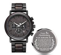 Igiftu 3 Years Anniversary for Men Gifts,3rd Third Wedding Anniversary Keepsake for Husband or Boyfriend,Leather Anniversary Marriage Presents for Him, Black