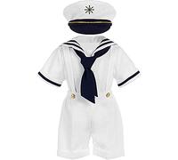 iGirlDress Baby Toddler Boys Nautical Sailor Outfit Short Suit 4 Piece Set, White/White, 12-18 Months (Large)
