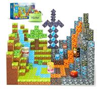 IGIVI Magnetic Blocks - Build Mine Magnet World Lava Valley Set, Kids Toys for 3+ Year Old, STEM Building Sensory Toys for Toddlers, Creative Game Themed Toy Gifts for Boys & Girls