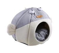 Igloo Pet Bed Soft Indoor Closed Puffer Fish Cave Tent for Cats Kittens Puppy Small Animals Removable Cushion Self Warming Cat Bed Cave Tent for Cats