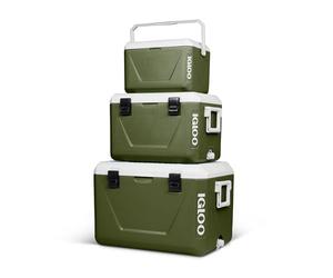 IGLOO Stackable Passive Cool Boxes 55, 27 and 11 Litre Set, Green